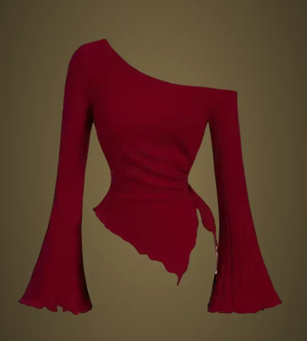 Maroon_Cotton_Blend_Party_Self_Design_Top_For_Women