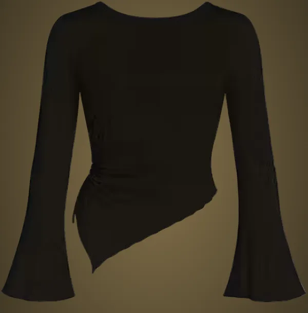 Black_Cotton_Blend_Party_Solid_Self_Design_Top_For_Women