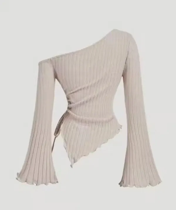 Beige_Cotton_Blend_Party_Solid_Self_Design_Top_For_Women