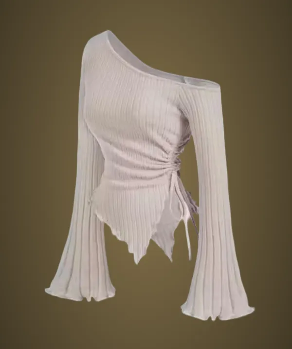 Beige_Cotton_Blend_Party_Solid_Self_Design_Top_For_Women
