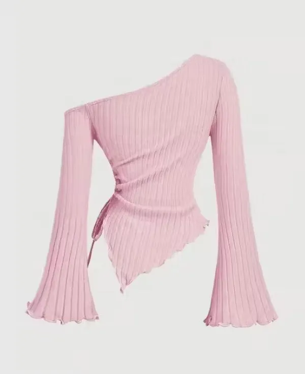 Pink_Cotton_Blend_Party_Solid_Self_Design_Top_For_Women