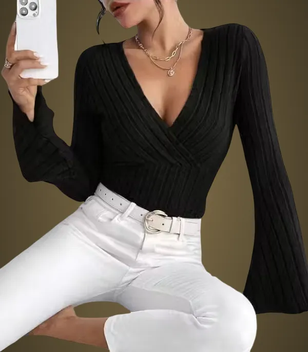 Black_Cotton_Blend_Casual_Solid_Top_For_Women