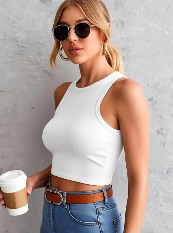 White_Cotton_Blend_Casual_Self_Design_Top_For_Women
