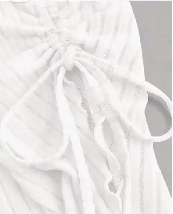 White_Cotton_Blend_Party_Solid_Self_Design_Top_For_Women