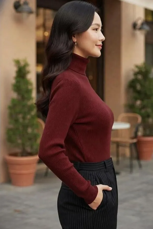 Maroon_Cotton_Blend_Casual_Self_Design_Top_For_Women