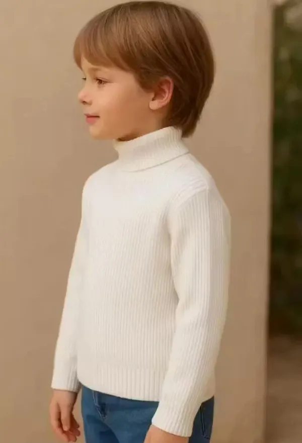 White_Cotton_Blend_Weave_Solid_T_Shirt_For_Boys_And_Girls