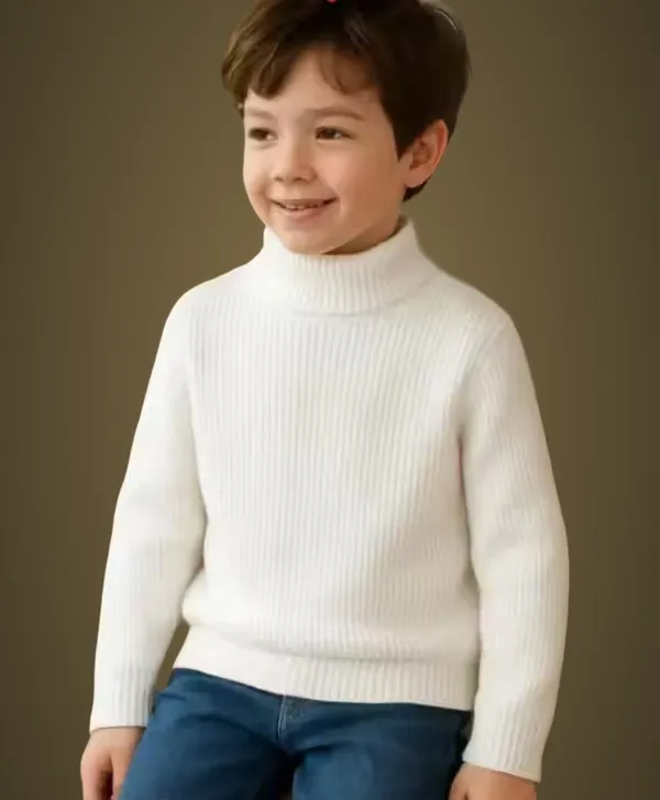 White_Cotton_Blend_Weave_Solid_T_Shirt_For_Boys_And_Girls