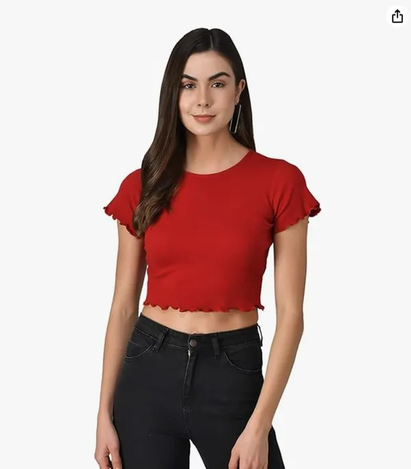 Maroon_Cotton_Blend_Casual_Solid_Top_For_Women