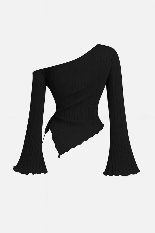 Black_Cotton_Blend_Party_Self_Design_Top_For_Women