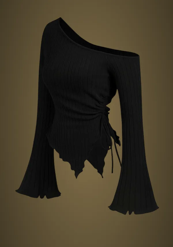 Black_Cotton_Blend_Party_Self_Design_Top_For_Women
