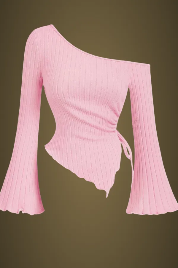 Peach_Cotton_Blend_Casual_Self_Design_Top_For_Women