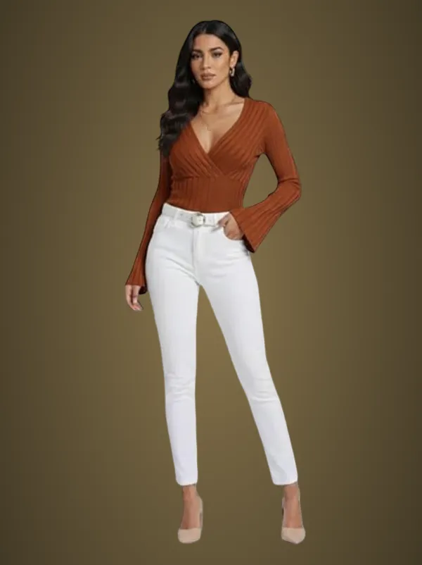 Brown_Cotton_Blend_Casual_Self_Design_Top_For_Women