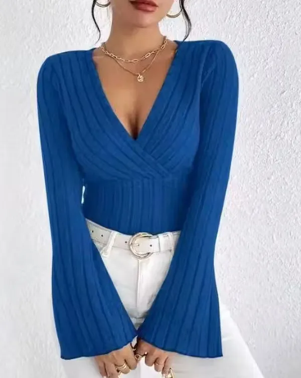 Blue_Cotton_Blend_Casual_Self_Design_Top_For_Women