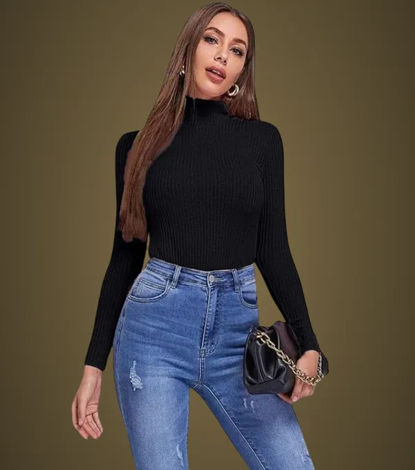 Black_Cotton_Blend_Casual_Self_Design_Top_For_Women