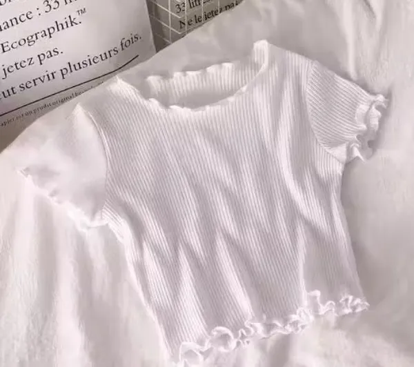 White_Cotton_Blend_Casual_Solid_Top_For_Women