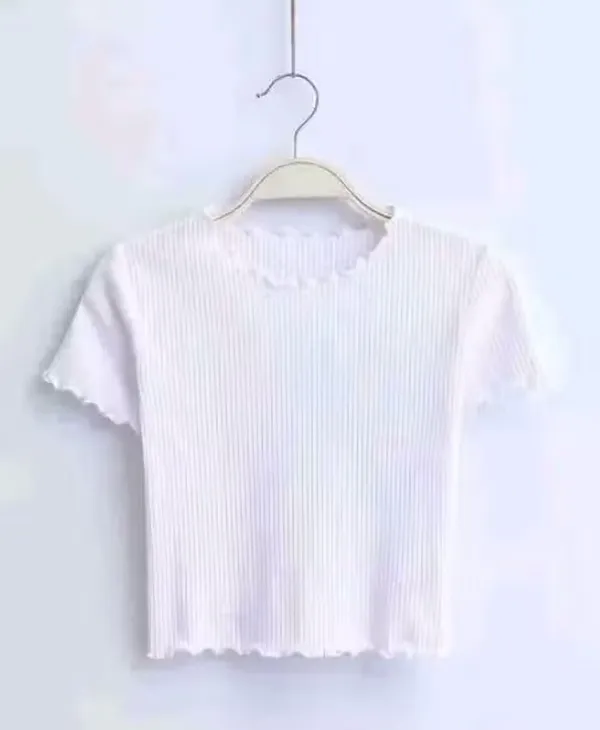 White_Cotton_Blend_Casual_Solid_Top_For_Women
