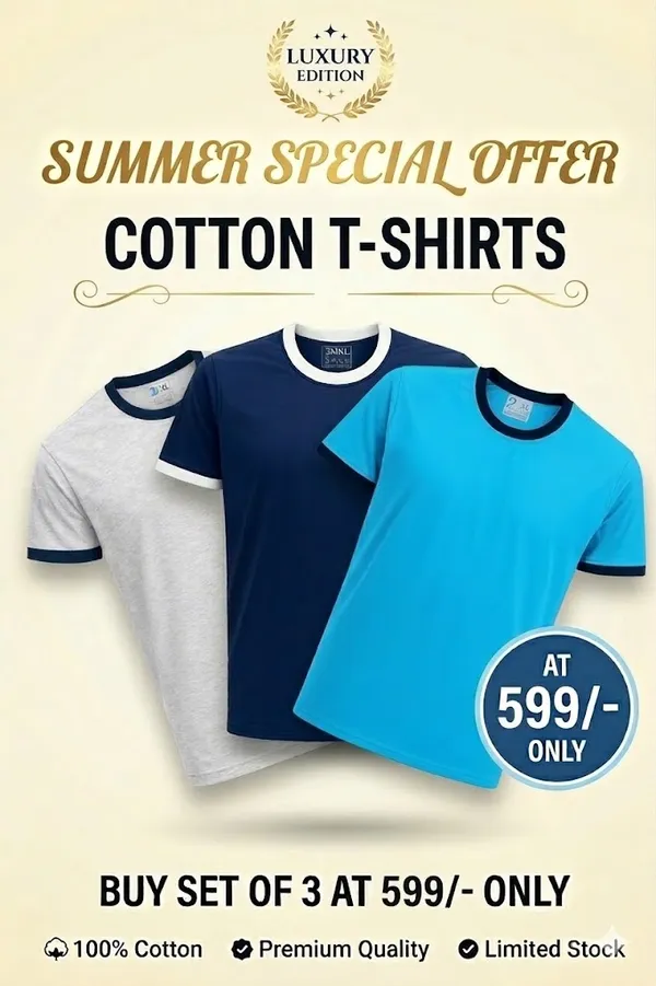 Multicolour_Premium_Cotton_Solid_T_Shirt_For_Men_Pack_Of_3