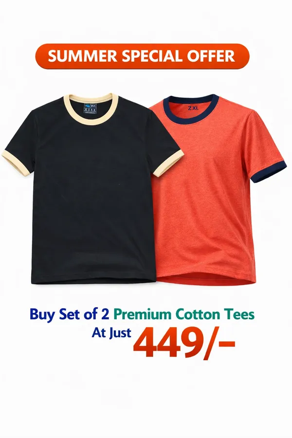 Navy_And_Red_Melange_Premium_Cotton_Solid_T_Shirt_For_Men_Pack_Of_2