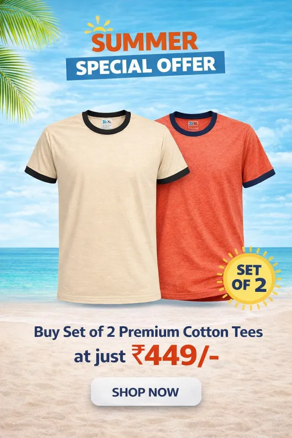 Beige_And_Red_Melange_Premium_Cotton_Solid_T_Shirt_For_Men_Pack_Of_2