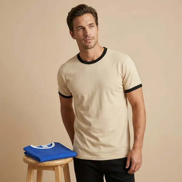 Beige_And_Royal_Blue_Premium_Cotton_Solid_T_Shirt_For_Men_Pack_Of_2