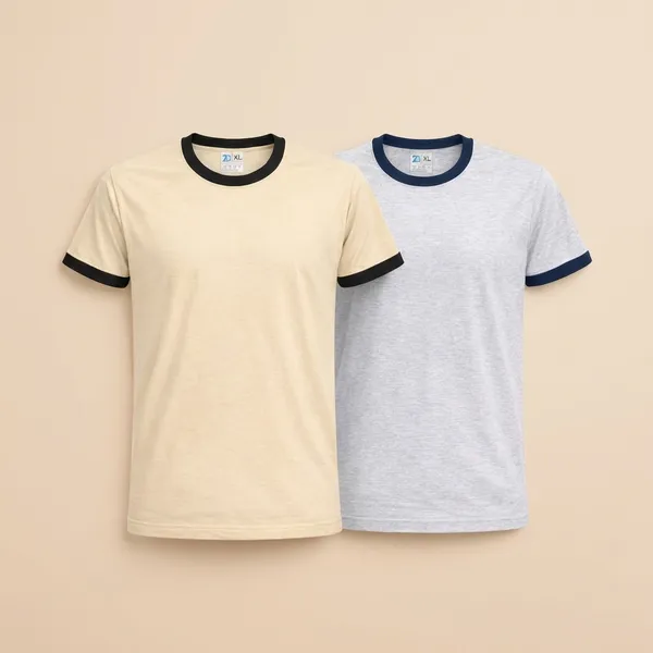 Beige_And_White_Melange_Premium_Cotton_Solid_T_Shirt_For_Men_Pack_Of_2