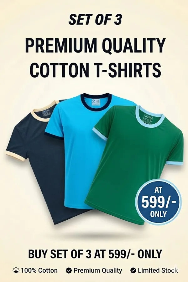Multicolour_Premium_Cotton_Solid_T_Shirt_For_Men_Pack_Of_3