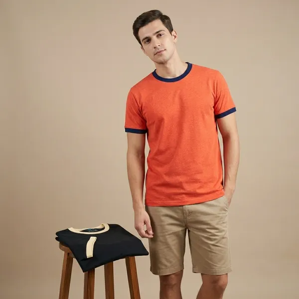 Navy_And_Red_Melange_Premium_Cotton_Solid_T_Shirt_For_Men_Pack_Of_2