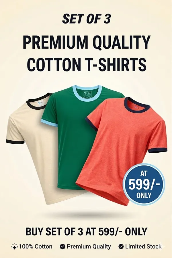Multicolour_Premium_Cotton_Solid_T_Shirt_For_Men_Pack_Of_3