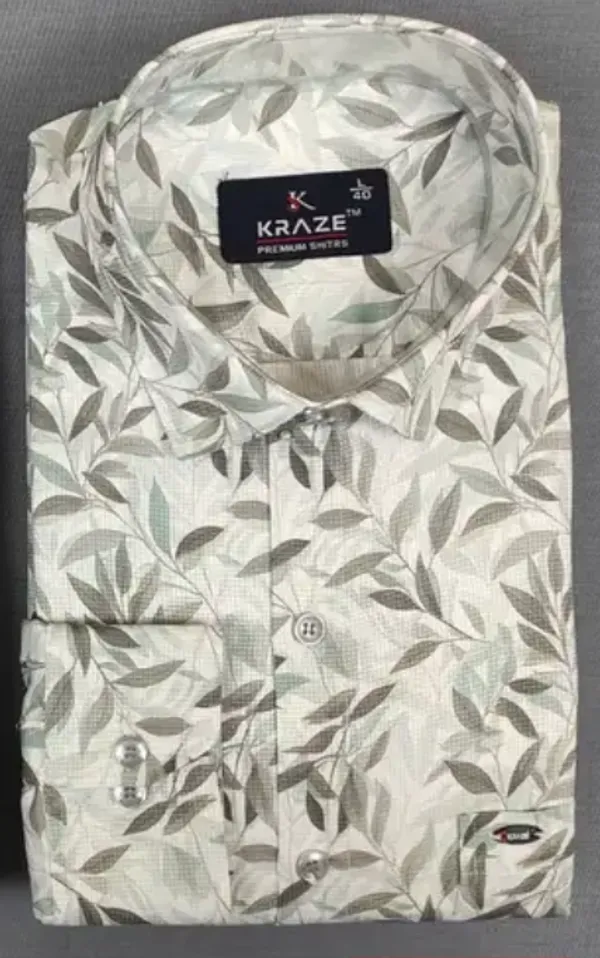 Kraze_Men'S_Premium_Cotton_Shirt_With_Leaf_Print
