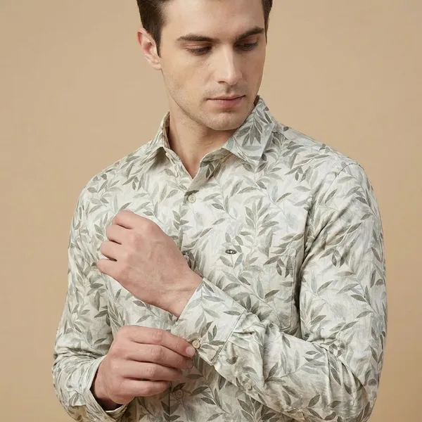 Kraze_Men'S_Premium_Cotton_Shirt_With_Leaf_Print
