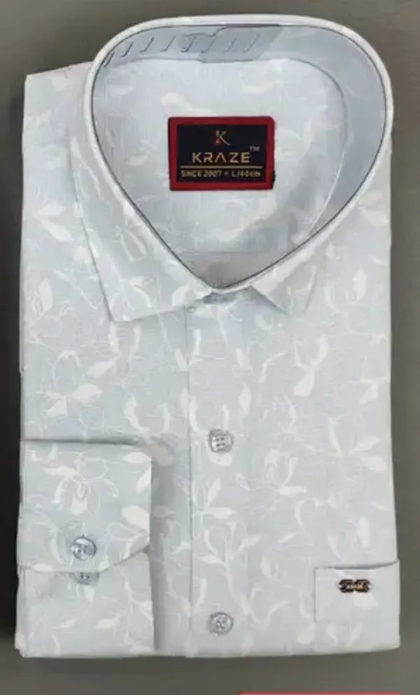 Kraze_Men'S_White_Floral_Jacquard_Formal_Shirt