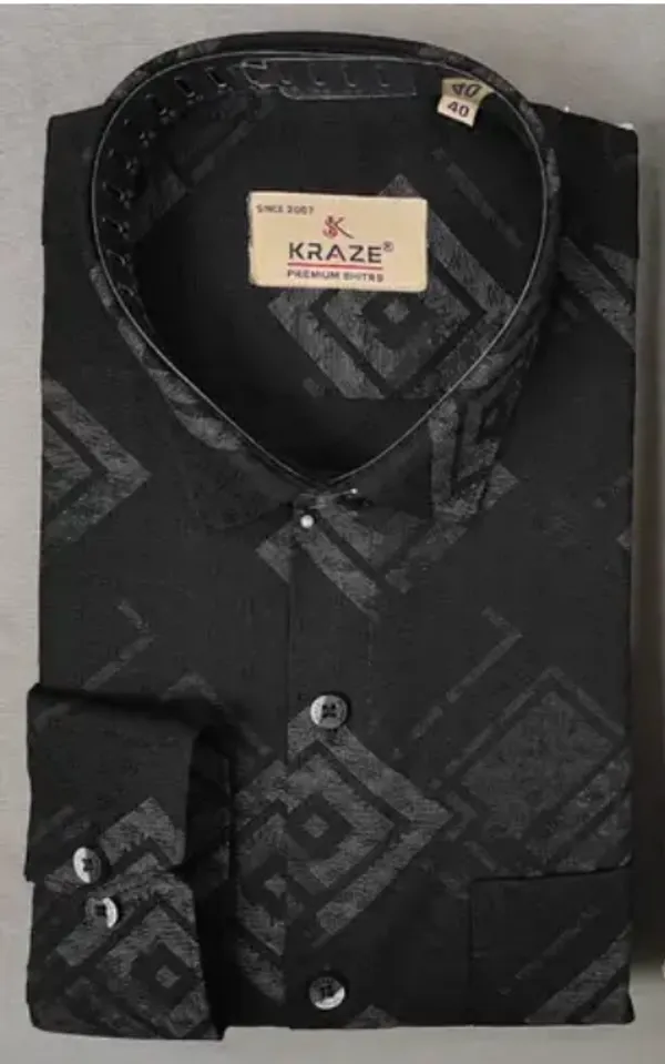 Kraze_Premium_Black_Formal_Shirt_With_Textured_Pattern