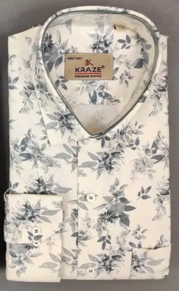 Kraze_Premium_Cotton_Men'S_White_Floral_Print_Full_Sleeve_Formal_Shirt