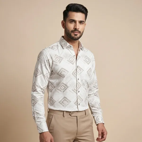 Kraze_Premium_White_Geometric_Patterned_Formal_Shirt