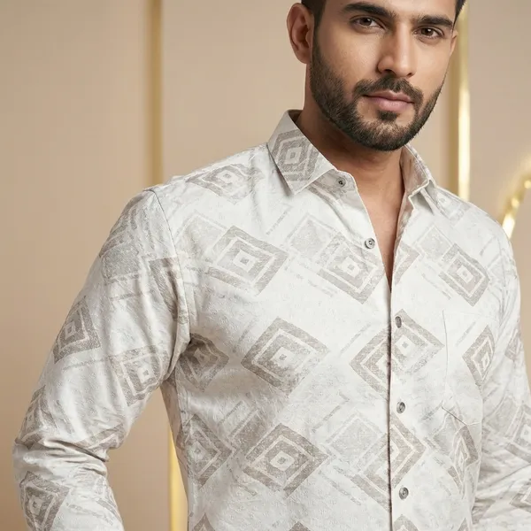 Kraze_Premium_White_Geometric_Patterned_Formal_Shirt