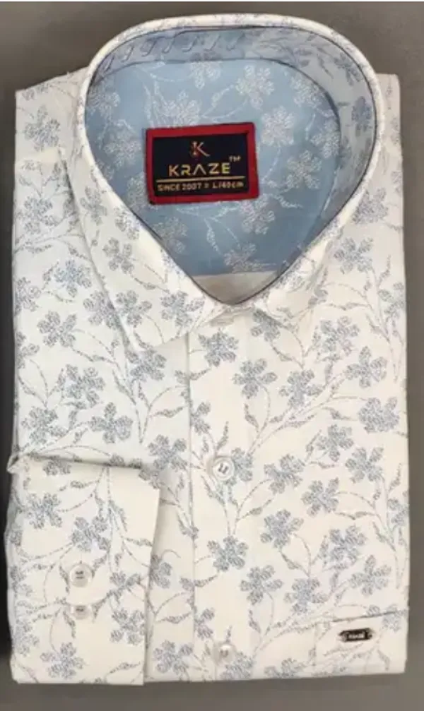 Kraze_Men'S_White_Floral_Print_Full_Sleeve_Formal_Shirt
