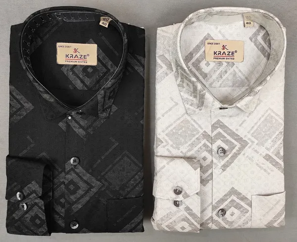 Kraze_Premium_Cotton_Dobby_Print_Formal_Shirts_-_Pack_Of_2_(Black_&_White)