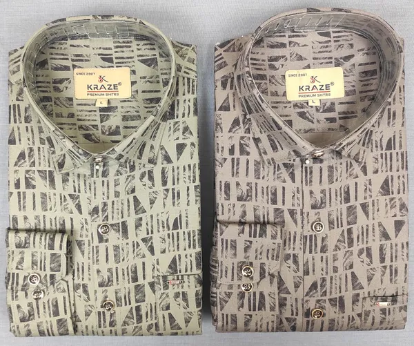 Kaaze_Men'S_Dobby_Print_Formal_Shirt_-_Pack_Of_2_(Olive_Green_&_Beige)