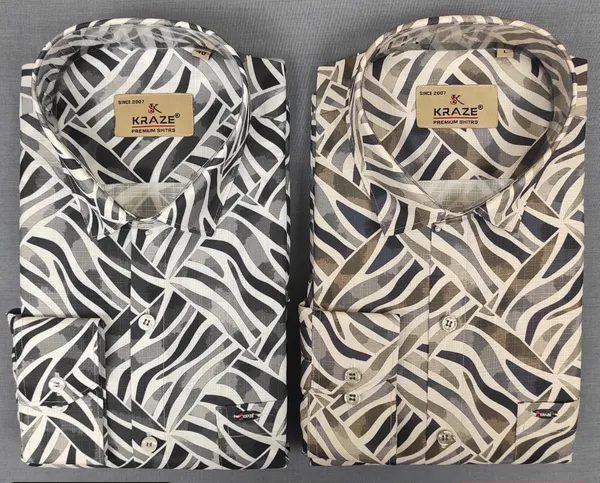 Kraze_Men'S_Zebra_Print_Casual_Shirt_-_Pack_Of_2_(Black_&_Beige)