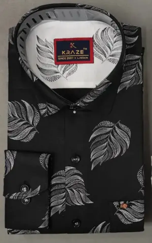 Black_Leaf_Print_Casual_Shirt_For_Men_By_Kraze