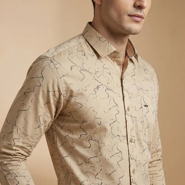 Kraze_Premium_Shirts_Men'S_Beige_Abstract_Print_Full_Sleeve_Formal_Shirt