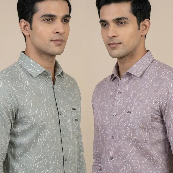 Kraze_Premium_Cotton_Printed_Formal_Shirt_For_Men_-_Pack_Of_2_(Green_&_Pink)