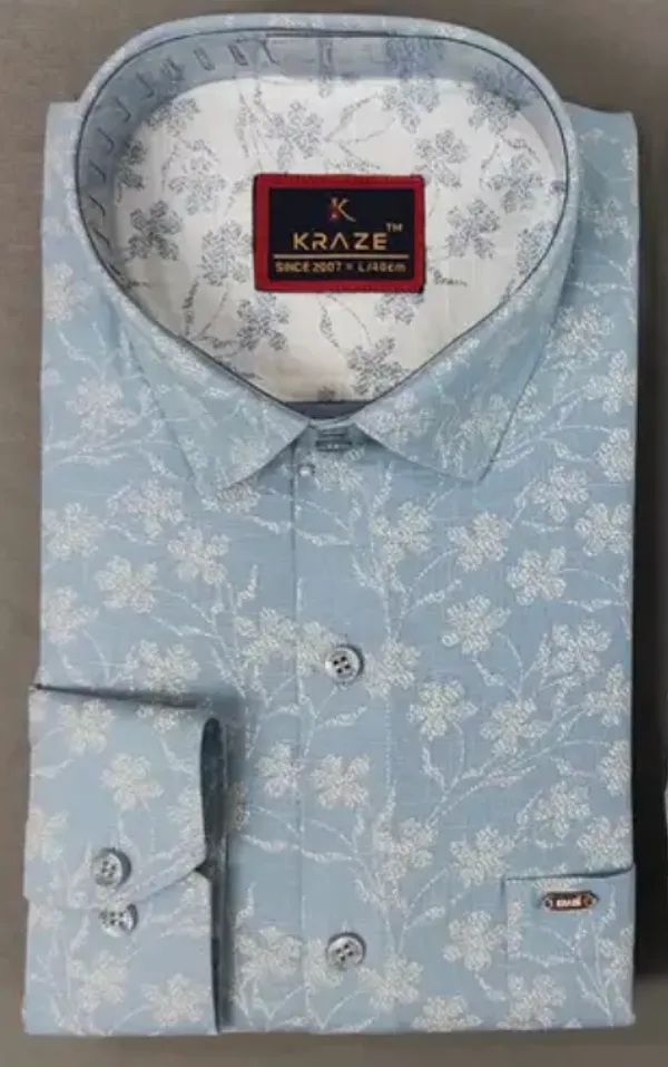 Kraze_Men'S_Light_Blue_Floral_Print_Full_Sleeve_Formal_Shirt