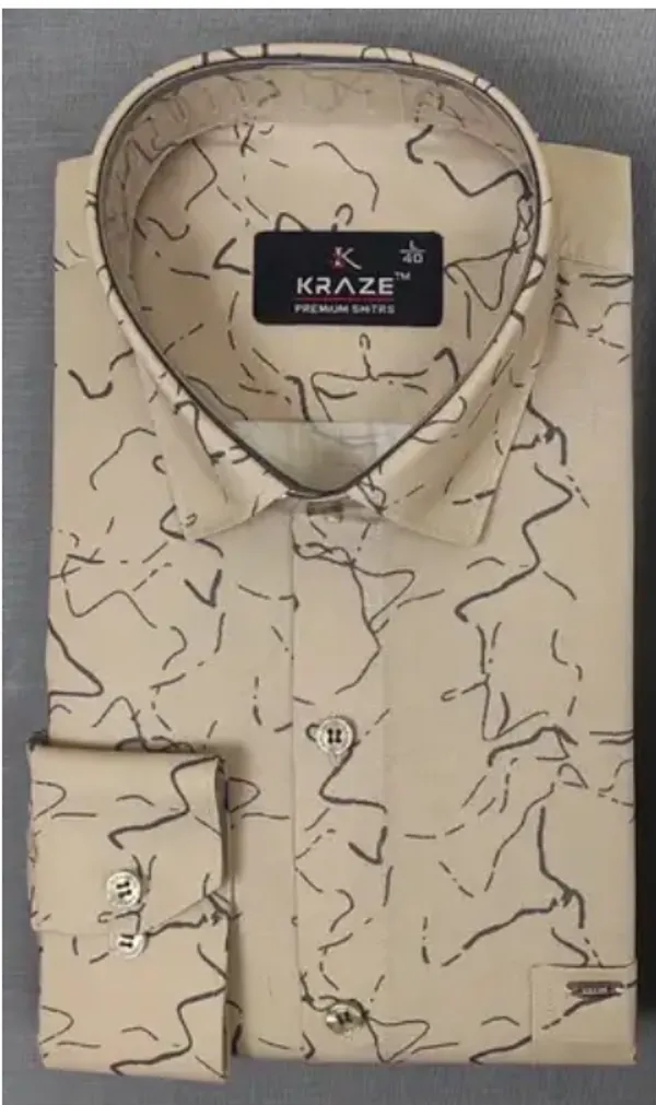 Kraze_Premium_Shirts_Men'S_Beige_Abstract_Print_Full_Sleeve_Formal_Shirt
