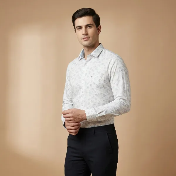 Kraze_Men'S_White_Floral_Print_Full_Sleeve_Formal_Shirt