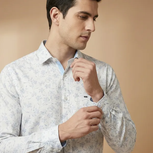 Kraze_Men'S_White_Floral_Print_Full_Sleeve_Formal_Shirt