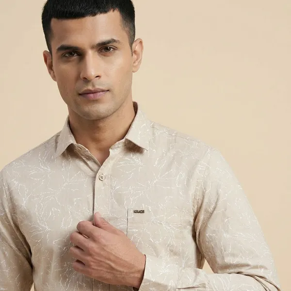 Kraze_Premium_Shifts_Men'S_Formal_Shirt_-_Cream/Off-White_With_Subtle_Texture