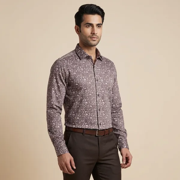 Kraze_Premium_Floral_Print_Full_Sleeve_Formal_Shirt_For_Men_-_Brown