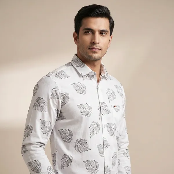 Kraze_Premium_White_Shirt_With_Grey_Leaf_Print_-_Full_Sleeves