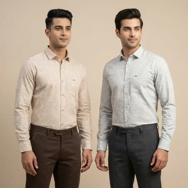 Kraze_Men'S_Premium_Formal_Shirt_With_Textured_Leaf_Pattern_-_Print_00235